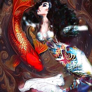 "Glucé", Digi-Deco On Canvas. 18"x24" From "The 50 Nereid" Series By MalloryJane